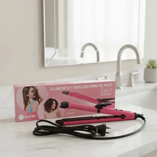 Planchita De Pelo Profesional Con Buclera 2 En 1 Regulable