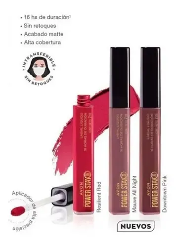Avon Labial Liquido Power Stay Mate Intransferible Dura 16hs Color Resilient Red