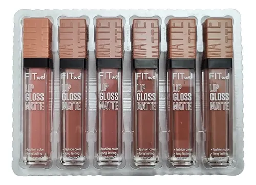 Set De 6 Labiales Lip Gloss Matte Tonos Nude Rosados Fit Me!