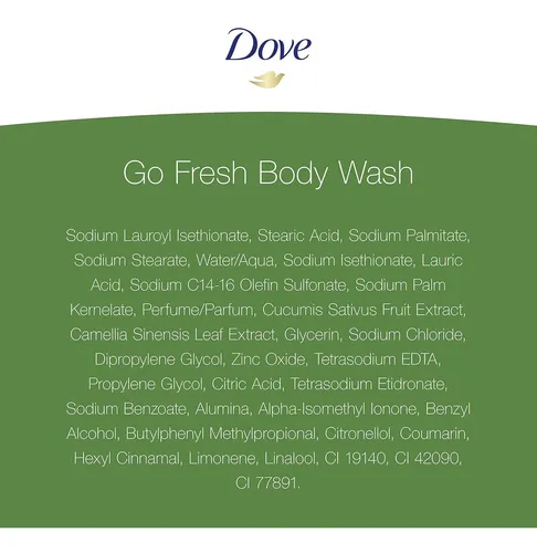 Gel De Baño Dove Go Fresh, Pepino Y Té Verde, 12 Onzas