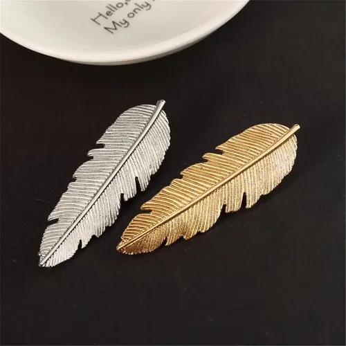 Horquilla De Pelo Bohemio Con Forma De Hoja Con Textura Metá