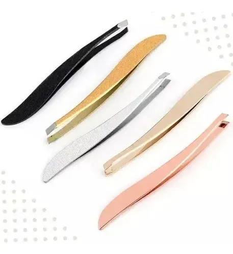 12 Pinzas Cejas For Depilar Delinear Metálico Belleza Acero