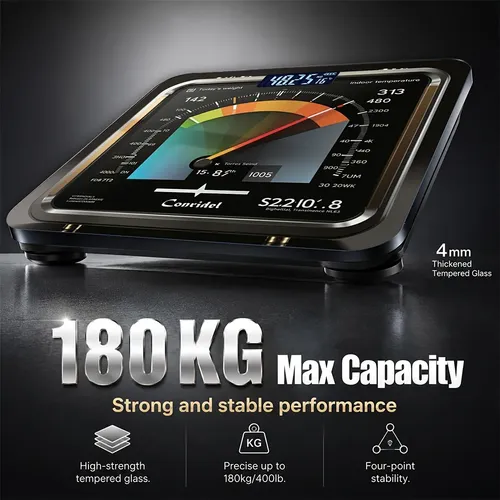 Báscula Digital 180kg Led Vidrio Templado Pisada