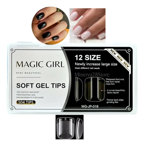 Tips Soft Gel Cuadradas Cortas Caja X504 Calidad Premium
