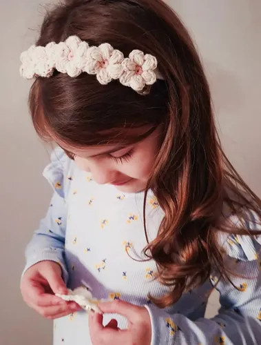Vincha Para Nena Con Flores De Tela Accesorio Pelo Infantil