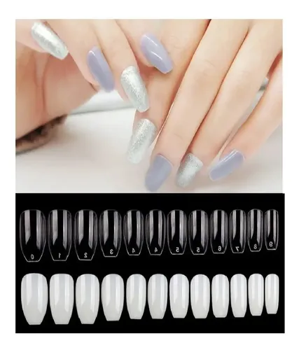 100 Uñas Postizas Enteras Natural + Pegamento Pincel  Ydnis