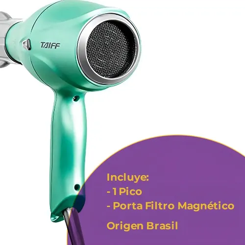 Secador De Pelo Taiff Fox 3 Ion Profesional Dorado Color Verde claro