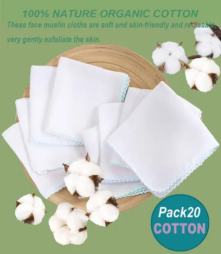 Paños Faciales Reutilizables De Muselina Yaosan, Pack De 20,