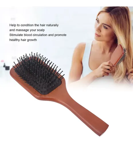 Cepillo De Pelo Tipo Paleta, Mango De Madera, Fácil De Desen Brown With Black Bristles