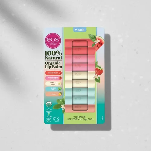 Kit 9 Eos Bálsamo Labial Orgánico 100% Natural