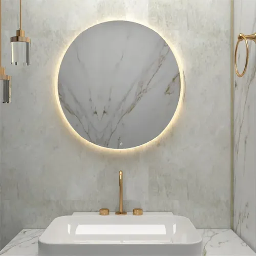 Espejo Touch Led Redondo 58 Cm Con Luz Cálida De Pared