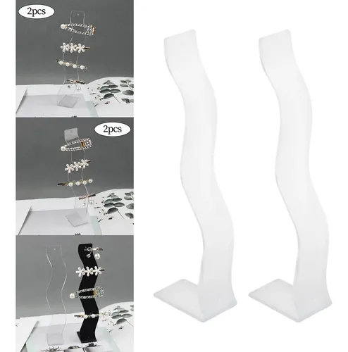 2x Soporte De Exhibición De Pinzas Para El Cabello Claro