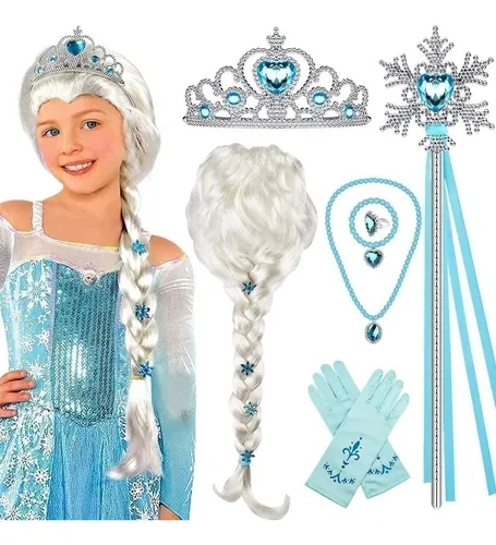 Peluca Elsa Frozen Para Cosplay Niña Disfraz Juego 7qwq