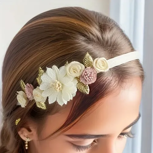 Diadema, Accesorios Para El Cabello, Bonita Diadema A Presió Ivory White