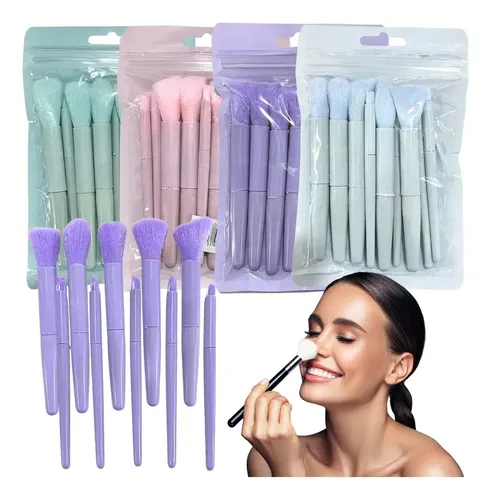 Set 10 Mini Brochas Color Pastel Para Maquillaje De Rostro