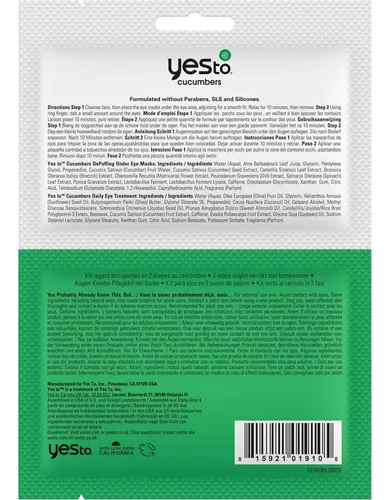 Yes To Dark Circles Kit Con 2 Parches Y Crema Para Ojos