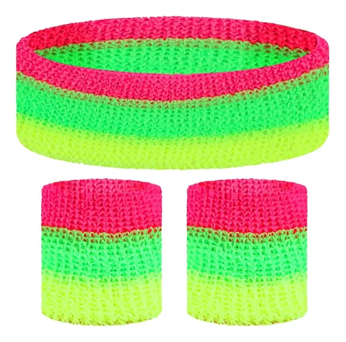 Set De Diadema Y Muñequeras Neón Retro 80s/90s Kicosy