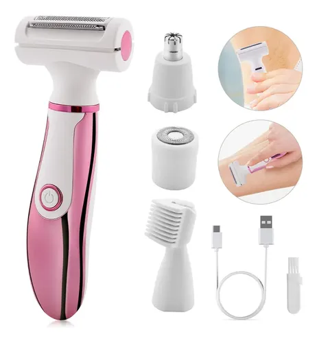 Depiladora Eléctrica 4 En 1 Recargable Usb Mujer Rosa