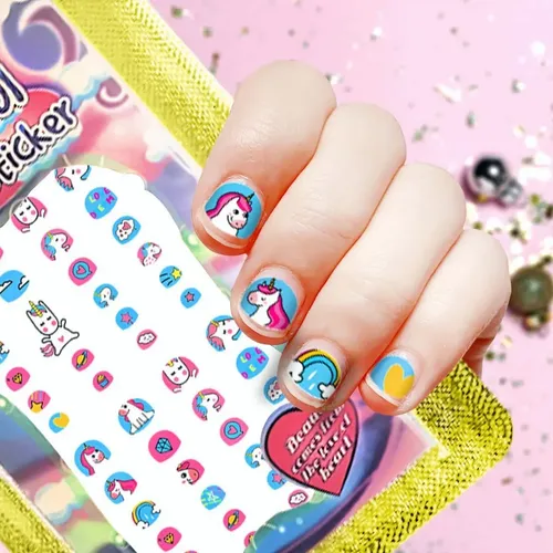 /10 Pegatinas De Uñas Unicornio Calcomanías Adhesivas Niños+