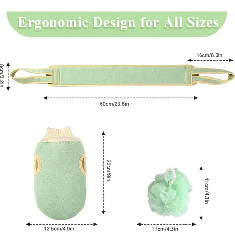 Conjunto Exfoliante 3 En 1 Rikkuse Verde (guante Exfoliante