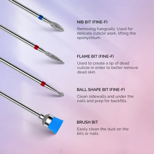 Set 7 Puntas Para Torno De Uñas Tungsteno Diamante