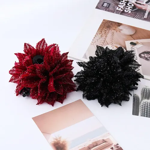 Pinza Para El Pelo Antideslizante Con Estampado Floral (1 #m Sequin Flowers Red