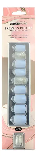 Press On Tips Autoadhesivo Kit Glitter Cherimoya 30u
