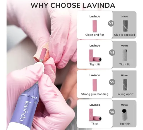 Bandas Lijadoras Para Taladro De Uñas Lavinda 240 Grit Rosa