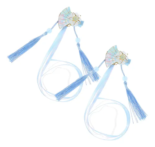 2 Piezas Clips De Pelo Con Borlas Y Flores, Adorables