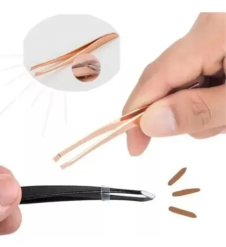 12 Pinzas Cejas For Depilar Delinear Metálico Belleza Acero