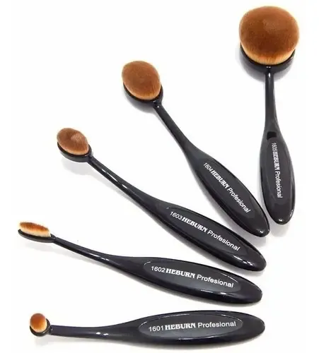 Kit Brochas Maquillaje Heburn 1600 X5 Sintéticas Color Negro