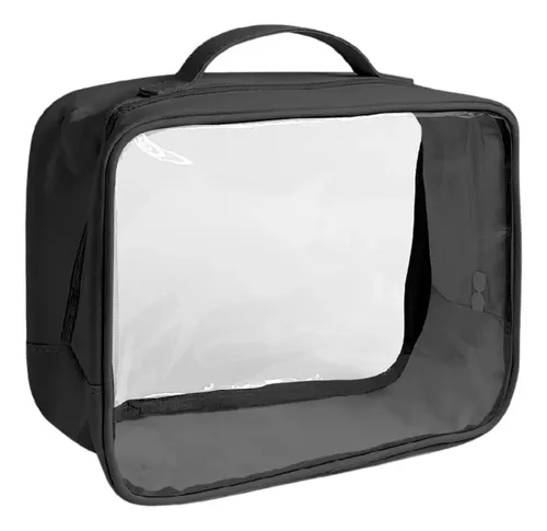 Portacosmeticos Neceser Maquillaje Transparente Grande P2107 Negro Lisa