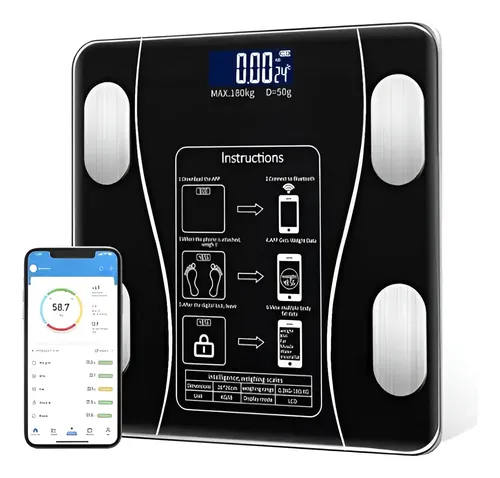 Balanza De Baño Digital Inteligente Bluetooth 180kg Negro