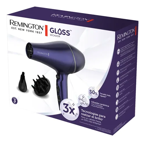 Secador De Pelo Remington Gloss 2200w. Motor Ac Con Difusor