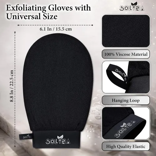 Guantes Exfoliantes Solvra Doble Textura 2 Uds Negro Gris