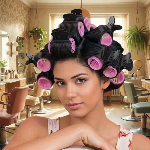 Juego De Rulos De Pelo Autoadherentes De 16 Piezas Con Pinza