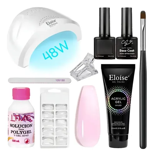 Kit Uñas Completo Set Polygel Esmaltado Uv Semipermanente