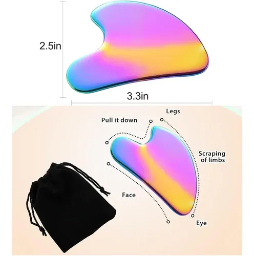Gua Sha Acero Multicolor Masaje Facial Y Corporal Con Funda