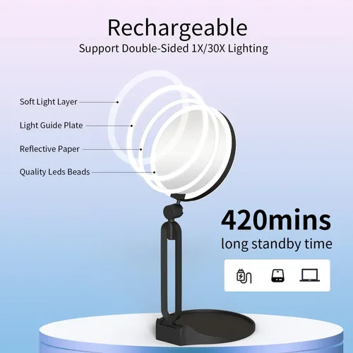 Espejo De Aumento Suupvaor, 30 X 1 X Luz Plegable De 15 PuLG