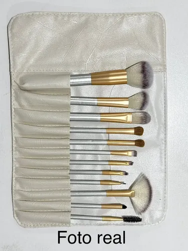 Set Brochas Pinceles Profesional Pelo Natural Y Sintético. – Estuche Blanco/negro