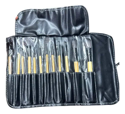 Set De Maquillaje Profesional X 12 Brochas Con Estuche Negro