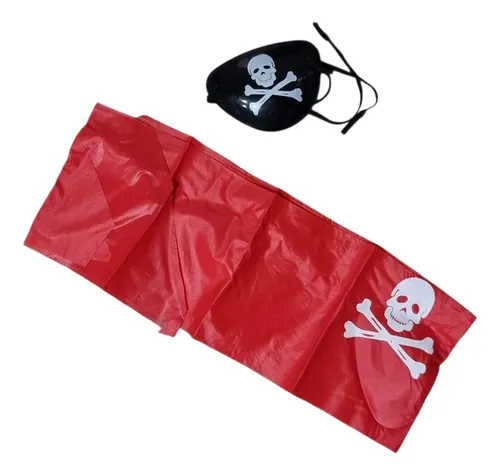 Peluca Pirata Larga Con Parche Y Pañuelo Calavera Cotillon