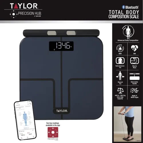 Taylor Balanza 5331995 Digital Vidrio Negro 440 Lb