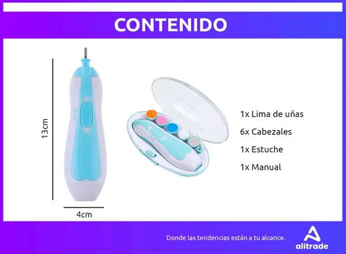 Lima Para Uñas Cortador Eléctrico Para Bebes Luz Silencioso Color Rosa