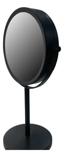 Espejo Maquillaje Pie Con Luz Led Aumento X10 Negro Mate