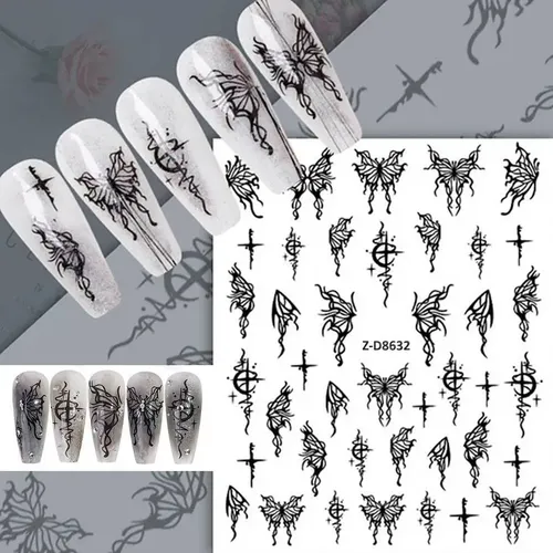 1 Plancha De Stickers Autoadhesivos Para Uñas – Mariposas