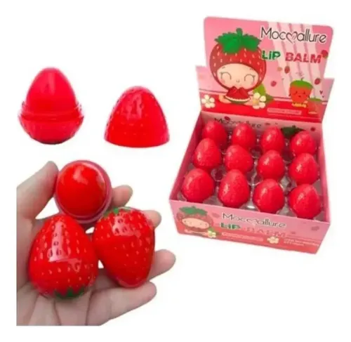 Bálsamo Frutilla Labios Reparación Protección Color X12uni