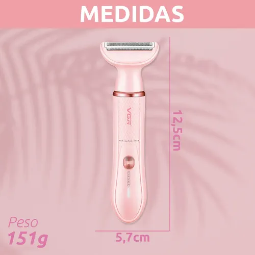 Set Mujer Afeitadora Corporal 4en1 Nariz Ceja Vgr V-761 Rosa
