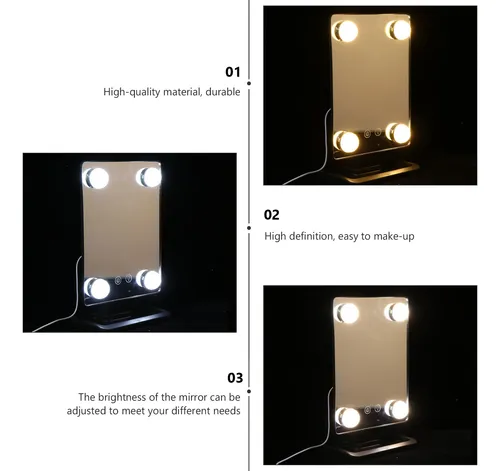 Espejo Decorativo De Mesa Giratorio Con Lámpara De Luz Led