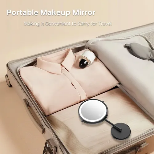 Espejo De Maquillaje Plegable Mumianshu Con Luz 1x/10x Negro